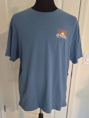 O'Neill Blue Crewneck Tee with Orange Sun Logo
